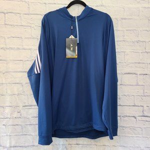 Mens Adidas Climalite 1/4 Zip Blue Longsleeve Shirt Pullover Sz XXL NWT